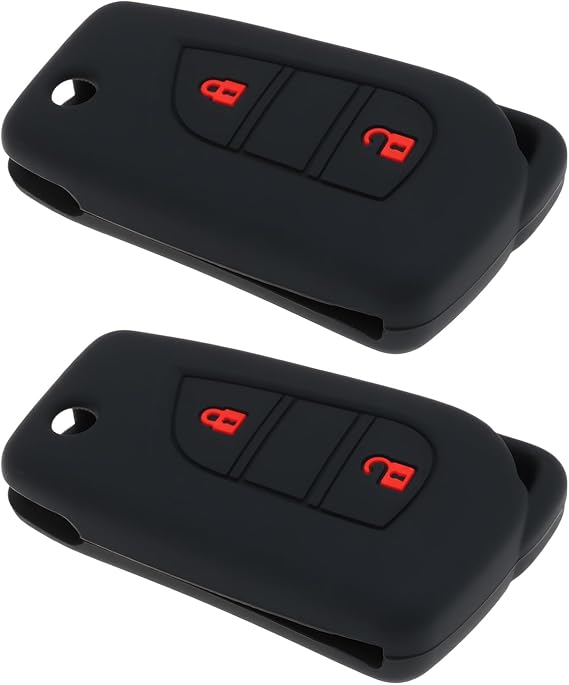 eMagTech 2pcs 2 Buttons Remote Key Silicone Case Fob Shell Cover Compatible with Toyota Yaris Aygo