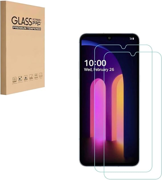 2 Pack Screen Protector for LG V60 ThinQ/ThinQ 5G/ ThinQ 5G UW, Tempered Glass Film 9H Hardness Scratch Resistant
