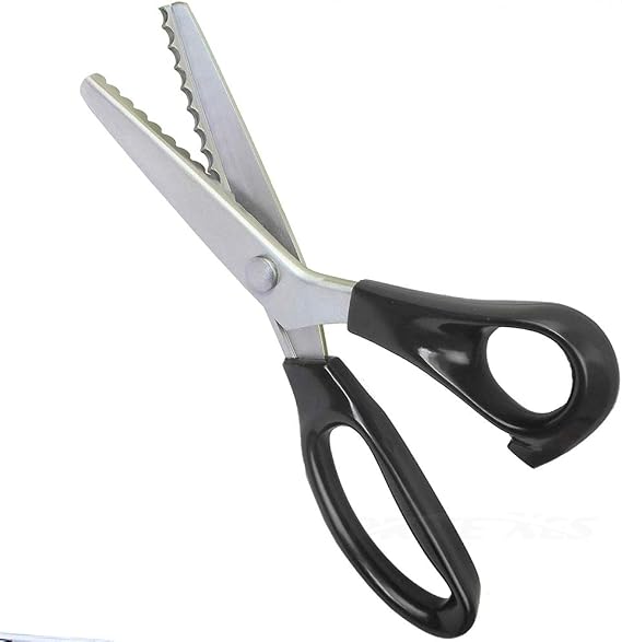 Pinking Shears Zigzag Scissors - Stainless Steel Fabric Scissors Dressmaking Upholstery Tailor Scissors Scalloped Pinking Scissors, Sewing Scissors Leather,Fabric, Paper Cutting Tool (Scalloped 10mm)