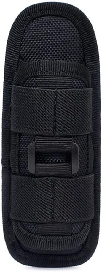 Flashlight Holder Tactical Torch Holster Molle LED Torch Holster Pouch Case with 360 Degree Rotatable Clip for Outdoor Camping Hiking Black