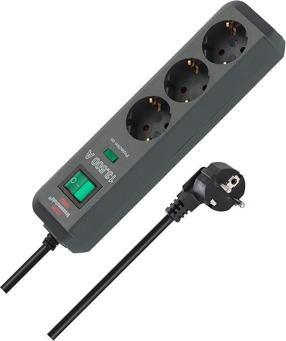 Brennenstuhl Eco-Line Power Strip with 3 Outlets and Surge Protection (1.5