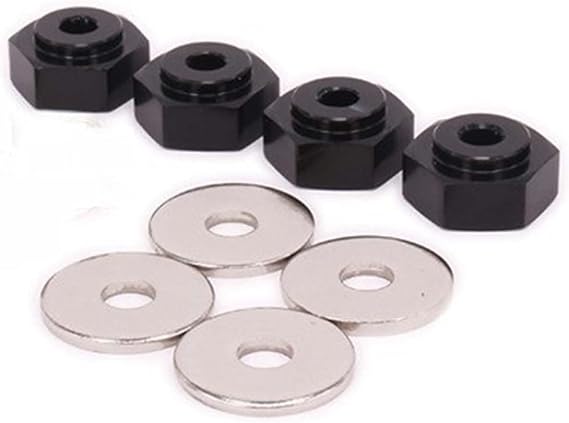 KEEDA 4PCS 12mm Turn 17mm Aluminum Alloy Wheel Rim Hex Adapter for HSP 1/10 RC Car Buggy Monster Truck Can Use 1/8 Tire Wheel(Black)