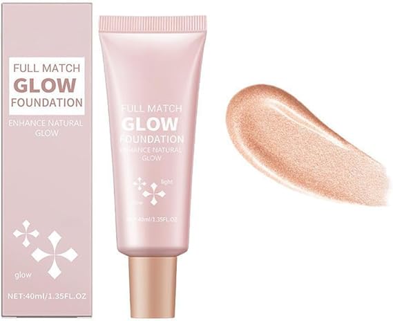 Full Coverage Glow Foundation, Lightweight Shimmer & Natural Radiance for Face & Body,Medium to Full Buildable Coverage for Flawless Glowing Skin,40ml