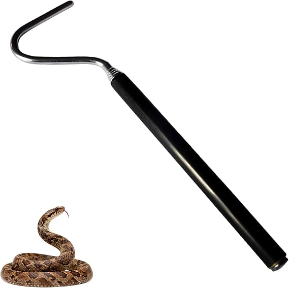 Collapsible Snake Hook, 7.7-26 Inch Stainless Steel Extensible Snake Handling Tool, Retractable Reptile Hook for Snakes Up To 2 Pounds & Small Reptiles