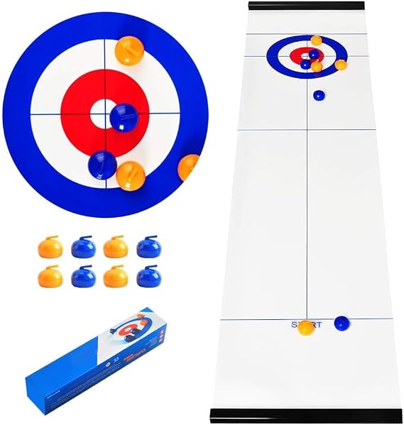 Tabletop Curling Game, Fun Family Games for Adults, Quick & Easy to Set-Up Table Top Curling Game, Mini Compact Family Board Games, Portable Tabletop Game for Family Party Home Travel