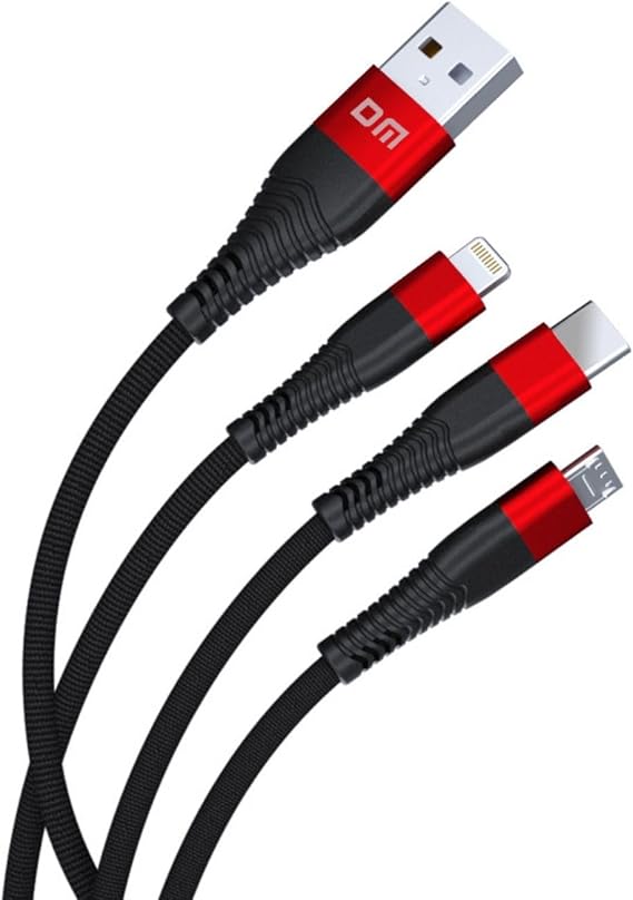DM SL004 iPhone Lightning Type-C Micro USB 2.4A Şarj ve Data Kablosu 120CM