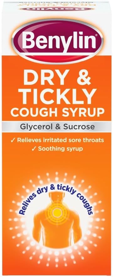 Benylin Dry &amp; Tickly Cough Syrup - Targeted Relief for Your Cough - Cough Medicine for Adults &amp; Children - 300 ml