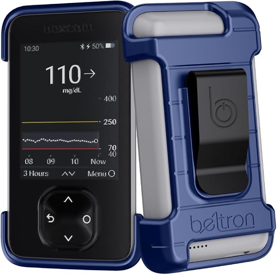 BELTRON Dexcom G7レシーバー用保護ケース 内蔵メタルベルトクリップ付き Dexcom G7レシーバー/ディスプレイデバイスを保護するために設計された強力で耐久性のあるケースブルー