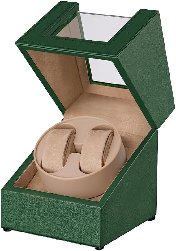 Watch Winder for Automatic Watches,Automatic Watch Winder Box,Double Watch Winder with Quiet Japanese Motor,USB Type C, Green