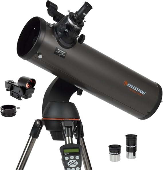 Celestron 31145 NexStar 130SLT Newton Reflector Astronomical Telescope, 130mm Aperture, Focal Length, 650mm Auto Load, Sky Alignment, Stargazing, Gray