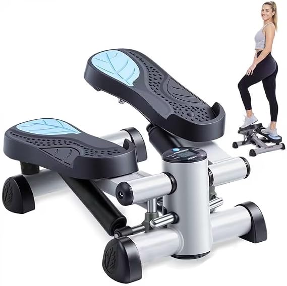 Efitment Mini Stepper Steppers for Exercise at Home Stair Step Cardio Thigh Master Workout Equipment Fitness Pedal Exerciser Non-Slip Pedals with Resistance Bands LCD Digital Monitor Climber