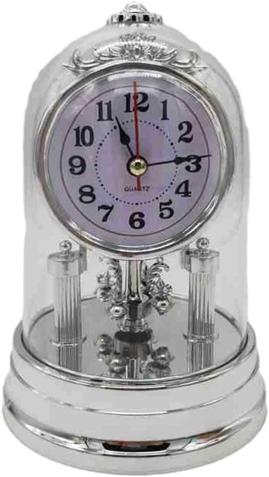 Stylish Table Clock featuring a Pendulum and Chime Elegant Addition to Any Room's Aesthetic (Silver)