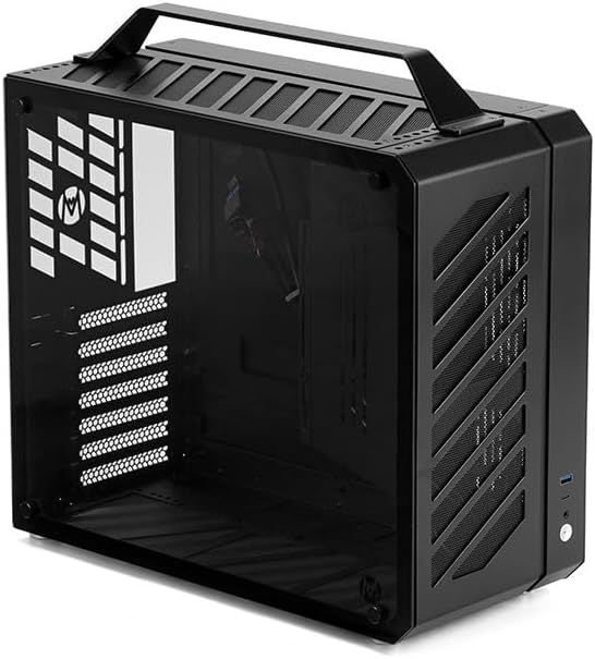 Mechanic Master C34Plus Portable Desktop ATX Case with Aluminum Handle - 5-Slot Mode Switchable, 240mm AIO Compatibility (RAM Height 44mm), Fits Extra-Long GPUs (Elegant Black)