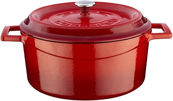 Lava Casting Round Pot, Trendy, 24cm, 4.49 L Volume, Red