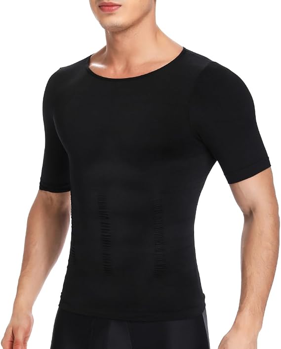 SLIMBELLE Body Shaper Men Elastic Slimming Waist Trainer Tummy Control Compression Shirt Base Layer Undershirts Compression top Shapewear for Men