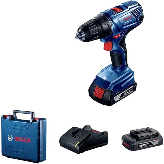 Bosch Professional, Gsr 180-Li Akülü Delme Vidalama Makinesi (18 Volt, 2 X 2,0 Ah Akü, Şarj Cihazı, Yumuşak/Sert Tork: 21/54 nm, Plastik Çanta, GSR 180-LI, 06019F8109, Mavi