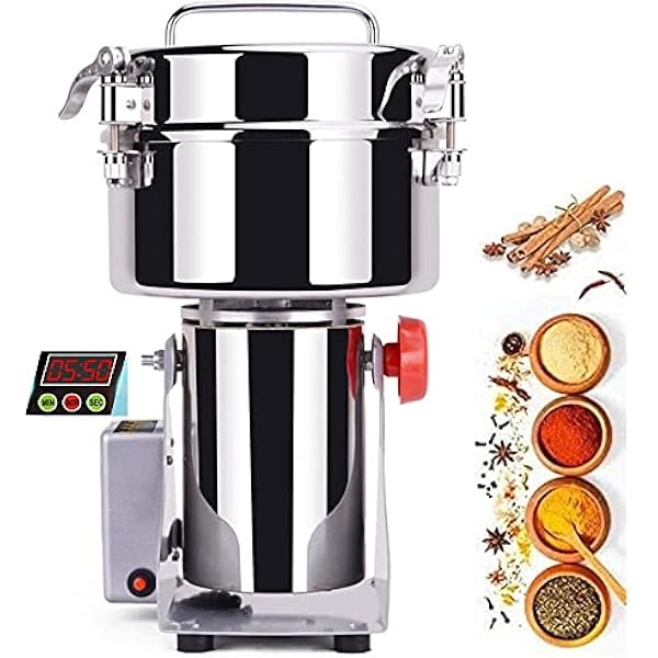 KALELAISU Grinder, 24.7 oz 700 g, Large Capacity, LED Digital Display, One Key Timing Function, 1800 W, High Power, 28,000 rpmmin, Rotational Speed, 30-300 Mesh, Super Fine Grinder, Swing Type,