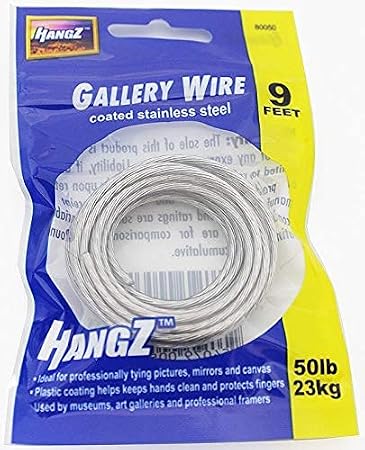 80050 Coated Stainless Steel Gallery Wire for Hanging Pictures, 50lb, 9-Foot