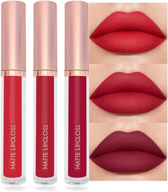 3PCS Matte Liquid Lipstick Set, Nude Lip Gloss Kit