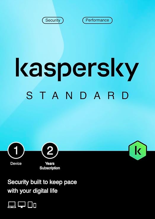 Kaspersky Standard Anti-Virus 2026 | 1 Device | 2 Years | Advanced Security | Online Banking Protection | Performance Optimization | PC/Mac/Mobile | Activation Code by Post