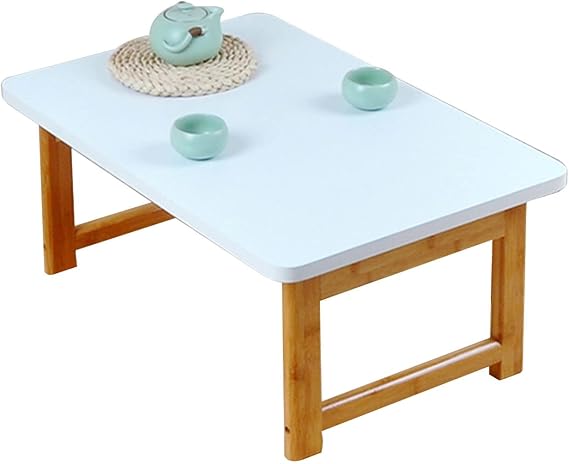 Folding White Coffee Table & Dining Desk - Versatile Low Table for Balcony Bay Window or Home Office - Ideal for Reading Tea or Work (80x48x25cm)