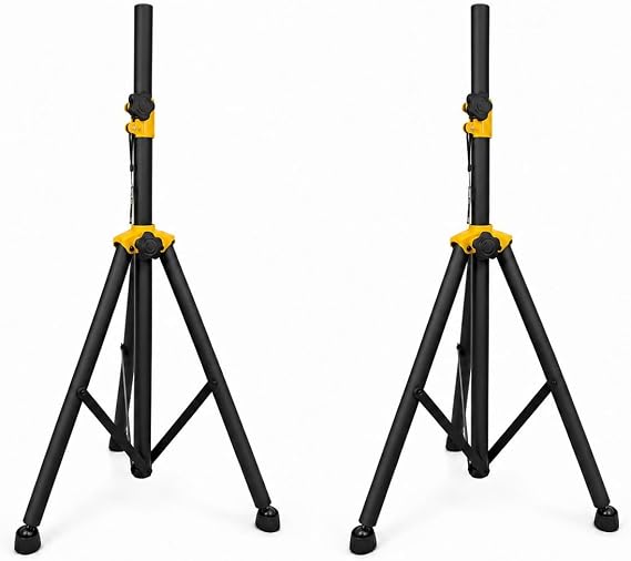 Premium X Set of 2 Speaker Stands 105-165 cm 2 x Steel Speaker Stands up to 50 kg Height-Adjustable PA Tripod with 35 mm Mount Safety Pin and Non-Slip Ball Joint Feet