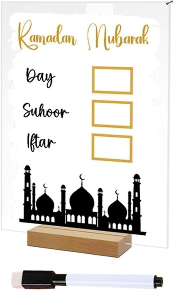 Ramadan Advent Calendar, Acrylic Countdown Calendar Acrylic Ramadan Countdown Calendar for Ramadan Kareem Tabletop Decoration (B)