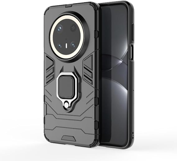 Microcase Huawei Mate 70 Pro ile Uyumlu Batman Serisi Yüzük Standlı Armor Kılıf - Siyah AL3349