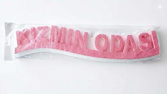 Strafor Kapı Süsü - Kızımın Odası - Pembe Simli Dekoratif Duvar, Kapı Süsü (50 cm)