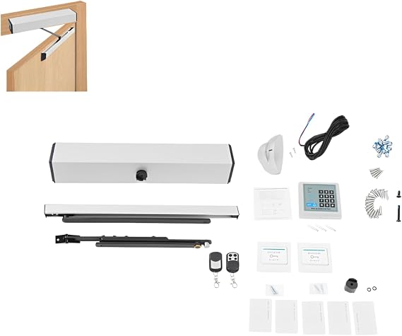 Automatic Door Opener & Closer, 65W Heavy Duty Swing Door Operator Opener Closer with 2 Remote Control, Max. Door Weight 150KG, 5 Modi, Complete Set, Adjustable Opening time 0–30s