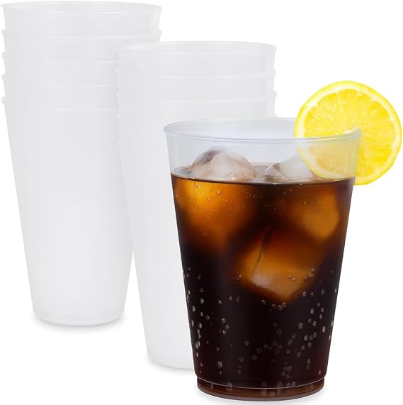 Plastic Cups 500 ml Transparent | Pack of 50 | Cubata and Cider Cups | Disposable Resistant | BPA Free | Perfect for Parties, Hospitality and Events (50)