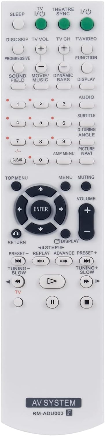 VINABTY RM-ADU003 Replacement Remote Control Compatible with Sony DVD Home Theatre System RMADU003 remote DAVDX315 DAV-DX155 DAV-DX255 DAV-DX315 SS-WS52 DAV-DZ120 HCD-DX155 HCD-DX315 DAVDX255