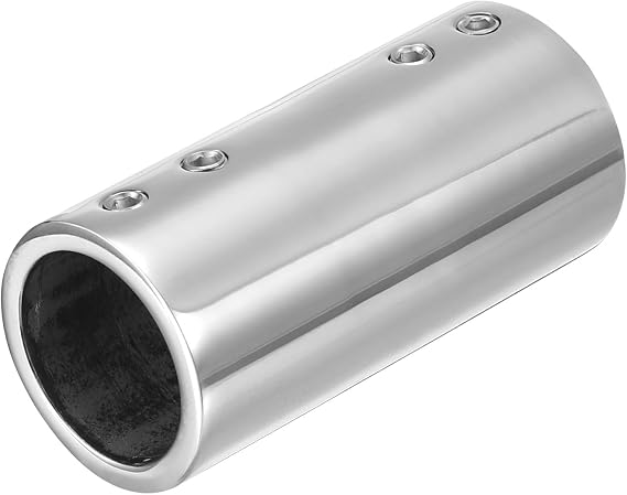 sourcing map Straight Pipe Fitting Connector, 316 Stainless Steel 2-Way Hand Rail Tube Connector 70mm Length, for 7/8"(22mm) OD Handrail Railing