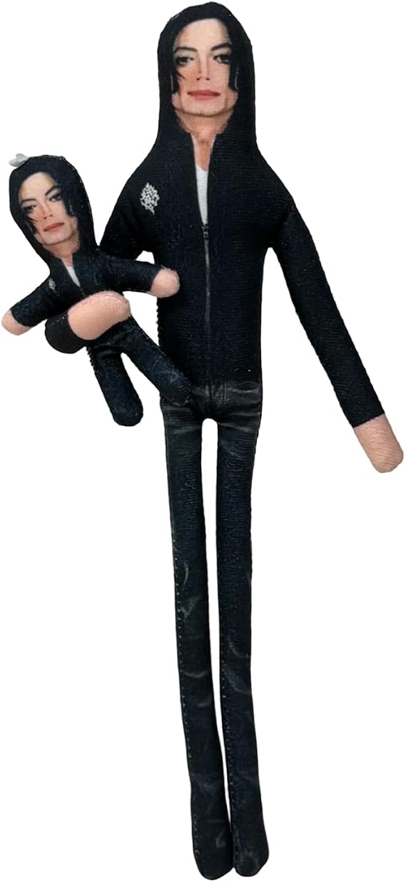 Michael Bendable Plush Doll, Built‑in Wire for Various Poses, Assorted Iconic Outfit Designs, Collectible Celebrity Plush Ornament, Desktop Shelf Home Decoration, Gift for Pop‑Music Fans
