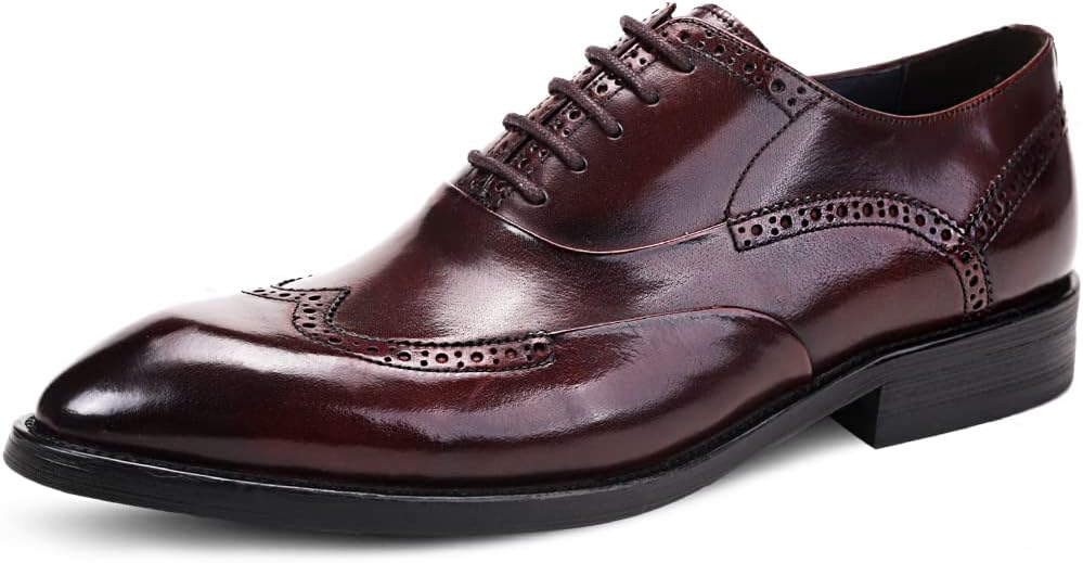 Men's Business Oxford Brogues Formal Leather Low Top Shoes Lace Up Dress Shoes