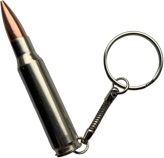 GREENZONE Custom-made Bullet Keyring - Novelty Silver Fashion Accessory for Fancy Dress Costume Rock & Roll Gothic Army Steam Punk Black Metal Goth Punk Emo