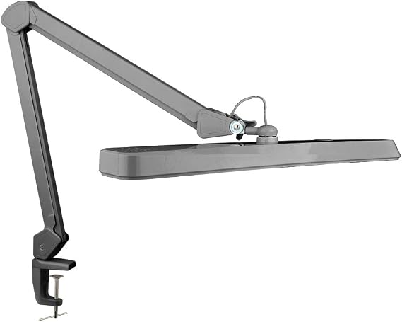 Neatfi XL 2,500 Lumens 30W LED Task Lamp for Manicure Table, Crafts, Workbench, Office – 56CM Wide Shade Desk Light | Eye-Caring 6500K | 4-Level Brightness | Clamp Mount (Non-CCT, Silver) [Energy Class F]