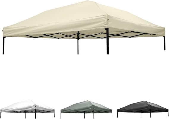 Replacement Canopy Top, 10x10Pop-Up Canopy Top Cover for Canopy Straight Leg Tent Top Cover，Waterproof Sunshade Silver Coated Oxford Cloth for Garden Patio Picnic Camping (Off White-Top only)