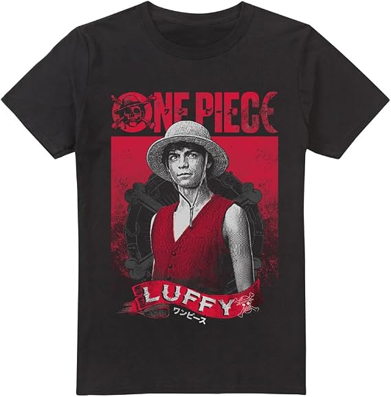 Cotton Soul One Piece Luffy Etched Portrait Unisex T Shirt, Black