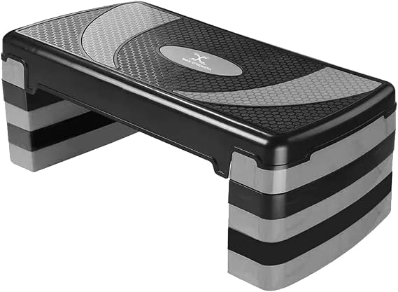 MAXSTRENGTH Aerobic Step - Height Adjustable Exercise Stepper | 3x - 5x Height Level 10, 15, 20, 25 & 30cm Exercise Step | Non-Slip Steppers Cardio Exercise