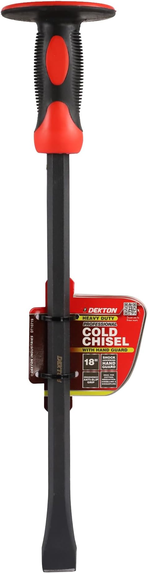 Dekton 18inch Cold Chisel With Grip-Premium Steel Construction For Precision Cutting, Chipping, Carving|Ergonomic Handle| Ideal For Metalworking, Stone, Concrete| High-Impact Tool For Professional Use
