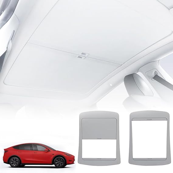Tesla Model Y 格納式サンシェード、手動格納式サンシェードルーフ2024、100%UV保護、断熱保護、隙間なし、たるみなし、揺れなし 2020-2024年モデルY用