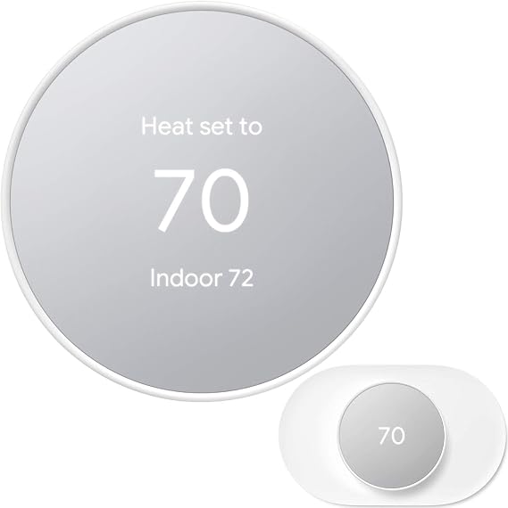 Google Nest Thermostat - Smart Thermostat for Home - Programmable WiFi Thermostat - Snow - GA01334-US Bundle Matching Google Nest Thermostat Trim Kit Wall Mount Plate GA01837-US