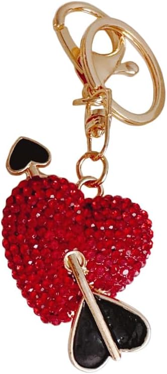 INSTITIZERRhinestone One Arrow Keychain Crystal Keychain for Women with Sparkly Rhinestones Heart Shape, Pretty Key Chains Christmas Personalized Gift for Women Girls Gifts