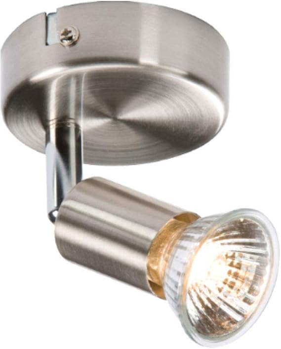 Brushed Chrome GU10 Multi Directional Spotlight Bar Shop Exhibition Kitchen Retail Display Commercial Lighting Mains Powered 240V Dimmable Multi Directional Adjustable Light (1 Spot)