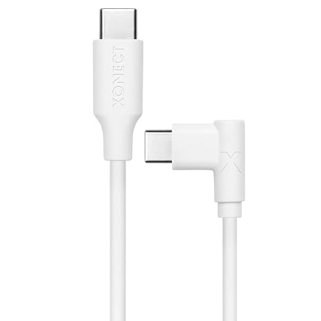 Type-C to Type-C ile Uyumlu iPhone ve Samsung ile Uyumlu Hızlı Şarj ve Data Kablosu 40 cm L Tipi Gaming (Beyaz)
