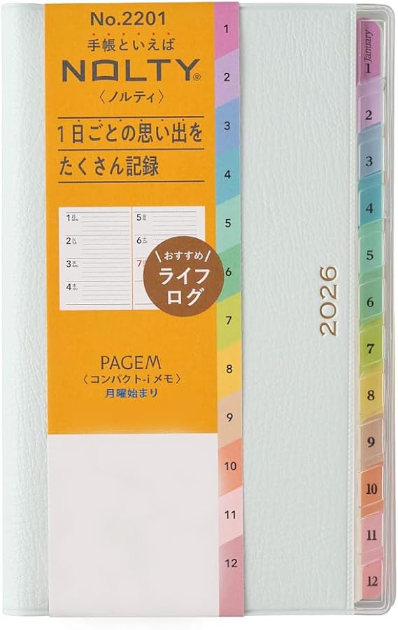 NOLTY PAGEM Compact-i Memo Weekly Planner 2026, January Start, Japanese Edition, Light blue, 2026-2201