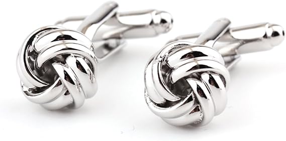 Knot Twisted Cufflinks - Men's Fashion Shirt Alloy Accessories (1 Pair, Silver)