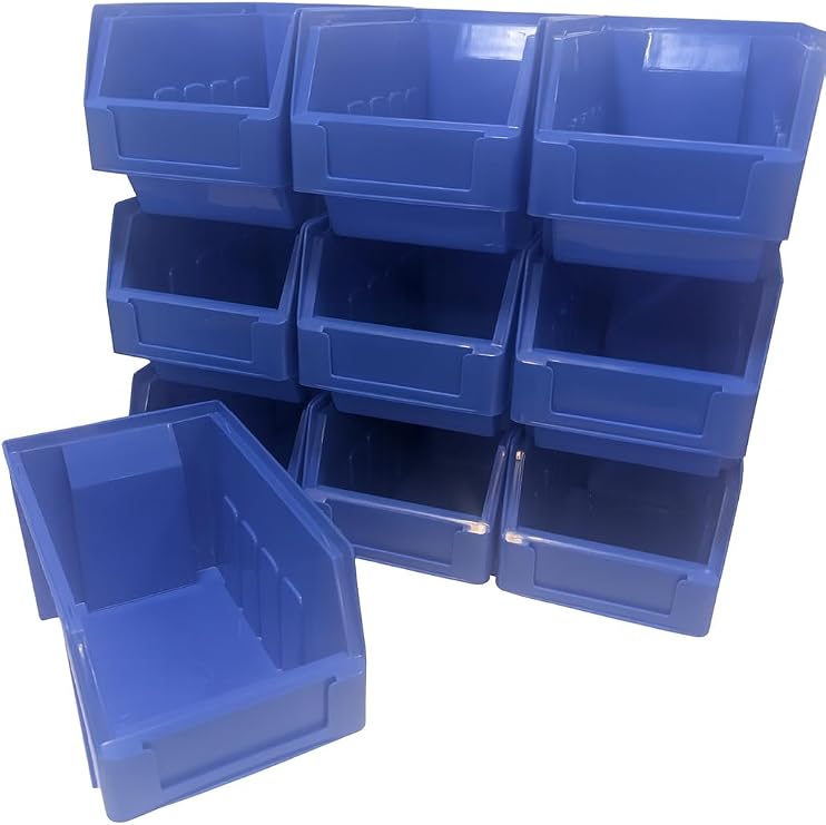 Blue Size 3 Stacking Storage Bins Plastic Parts Bins 125mmh X 220mml X 130wmm (10)