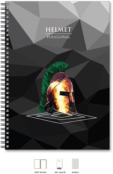 Lé Color 2018045/2 Polygonal Esnek Karton Kapak, Siyah Spiralli Renkli Kenar Boyama Kareli Squared / Helmet